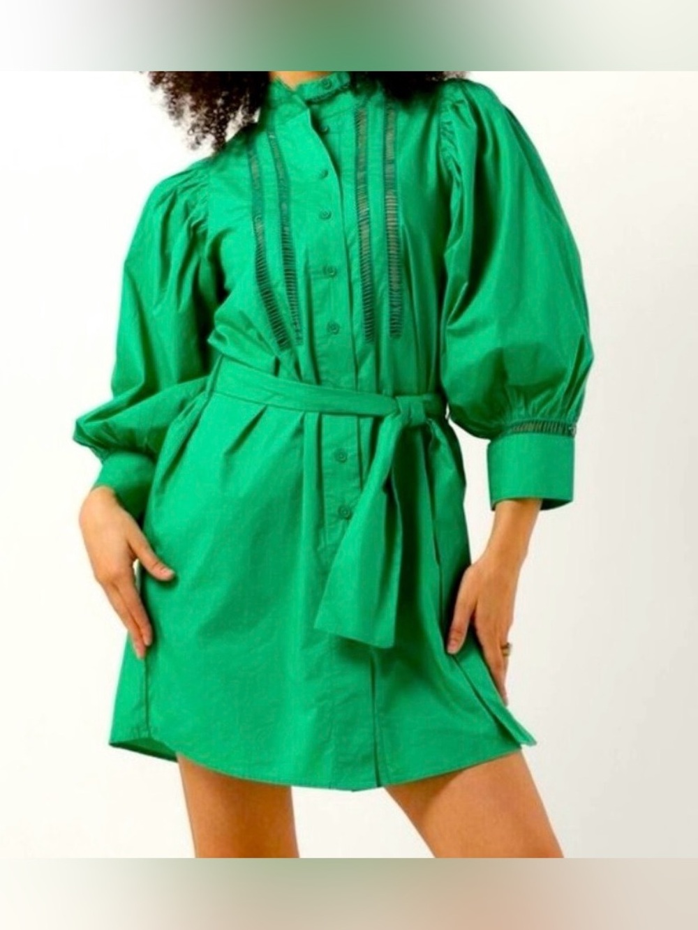 Notre-V green puff sleeve mini dress. Size small. NWT